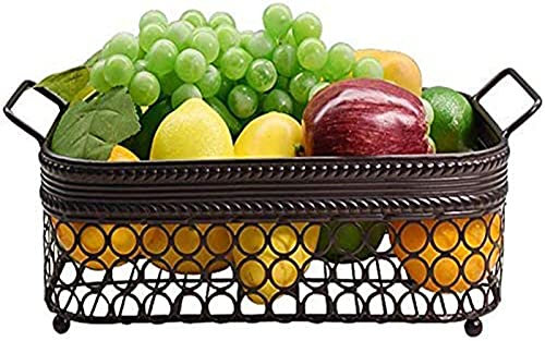 OQHAIR Corbeille à Fruits Plateau à Fruits Bol à Pain Cuisine Melon Fruits Légumes Panier en Fer forgé Articles Divers de Bureau Cosmétiques Rangement Snack Assiette Panier de Rangement D