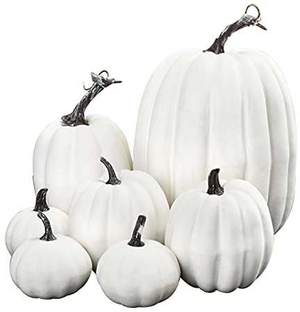 Kouoybt Halloween Artificial Pumpkins Foam Pumpkins Faux Pumpkins Decorations for Halloween Thanksgiving Home Party Supplies (White, One Size)