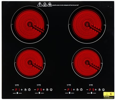 TactFire Plaque de Cuisson Vitrocéramique Encastrable 4Feux 6000W