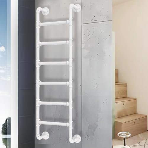 Robuste Wandleiter aus Metall für Dachbodentreppen, 4 8 Sprossen, Fensterbrunnenleiter (114,4 cm x 177,8 cm)