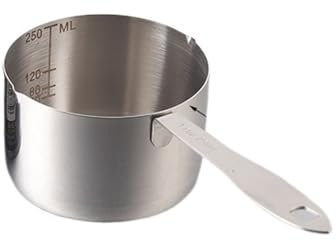 SDA287MZ Sauce Boat 400ml/600ml/1000ml Stainless Steel Measuring Spoon Small Pan Measuring Spoon Coffee Spoon Baking Tool with Graduated Measuring Cup Gravy Jug(Silver,Large)