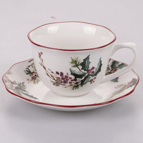 Villa d'Este Home Tivoli Juego de 2 tazas de té con platillo de porcelana, estilo vintage