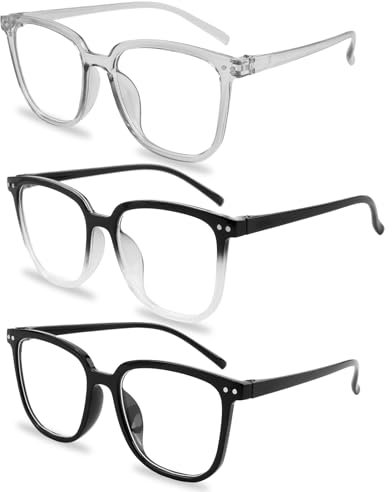 Hioip 3 Pair Lunettes Anti Lumiere Bleue Femme et Homme Kit Oculaire Anti Fatigue Light Glasses à Verres Transparents Leger Lunette pour Homme Femme Lunette Ordinateur Gaming Filtre PC Tablette