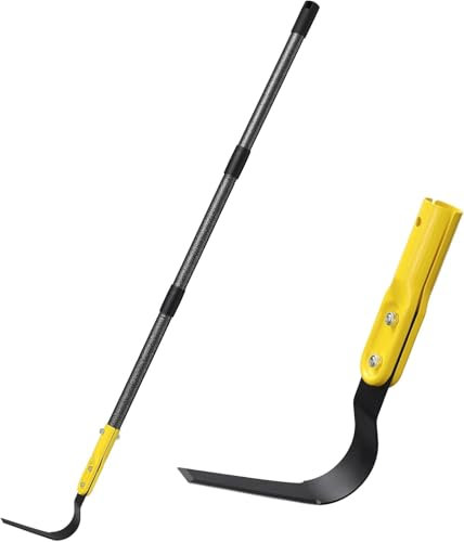 Herramienta de azada de jardín, 160 cm, en forma de L, herramientas de mango largo ajustable para desmalezar, aflojar el suelo, zanjas, hojas, hendidura de grietas, herramientas de jardín de mano para