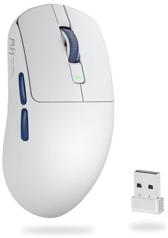 RK ROYAL KLUDGE M30 Wireless Gaming Mouse 43g Ultra-Light With PixArt PAW3311 Sensor, 24000 DPI, Tri-Mode BT/2.4G/Wired Computer Mouse 250mAh Battery, 1000Hz Polling rate 5 Programmable Buttons, White