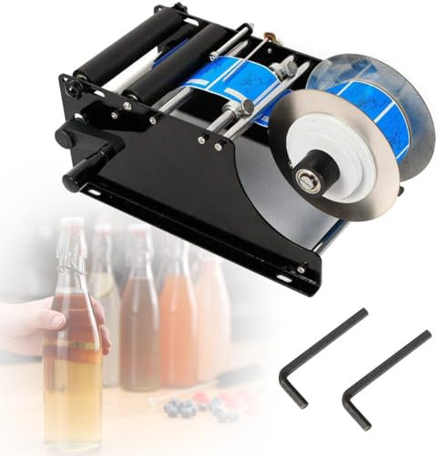 DTEYSD Flaschenetikettiermaschine - Einstellbares, halbautomatisches Handbuch für 15-120 mm große Dosen und Flaschen