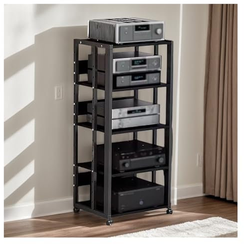 audio rack hifi regal Schwarzes Wohnzimmer-Spielekonsolen-Möbelregal, Eckregal, AV-Medienkomponenten-TV-Ständer, Stereoanlagenschrank, DVD-CD-Lautsprecherverstärker-Regale, Vintage-integrierter Verstä
