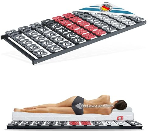 Matratzen Perfekt 5-Zonen Tellerlattenrost 120x200 cm 12,5 cm hoch 200 kg belastbar unverstellbarer Härtegrad-Regulierung und ergonomischen Federtellern 55 Tellermodule