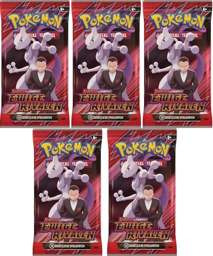 Pokemon Ewige Rivalen 5 Booster Packs - Deutsch Karmesin & Purpur Sammelkarten NEU & OVP und BB-Toy-Trades-Toploader
