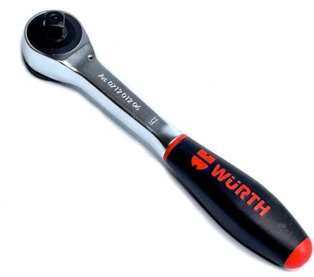 Wuerth 1/2 Zoll Umschaltknarre mit 360°-Drehgriff und Drehteller Umschaltung kompakte Ratsche Knarre 071201206