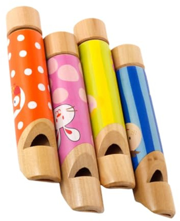 GALPADA 4stücke Holzflöte Für Junge Mädchen Spielzeug Mit Pull-push-design Musik-lehrhilfe Aus Holz Pfeife Für Kindergarten Und Vorschule Fördert Musikalische Fähigkeiten