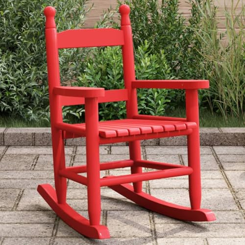 AJJHUUKI Mecedora para niños, madera maciza de álamo, color rojo, sillas mecedoras