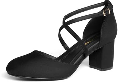 DREAM PAIRS Women's Pointed-Toe Dress Pumps,Black-Suede,9