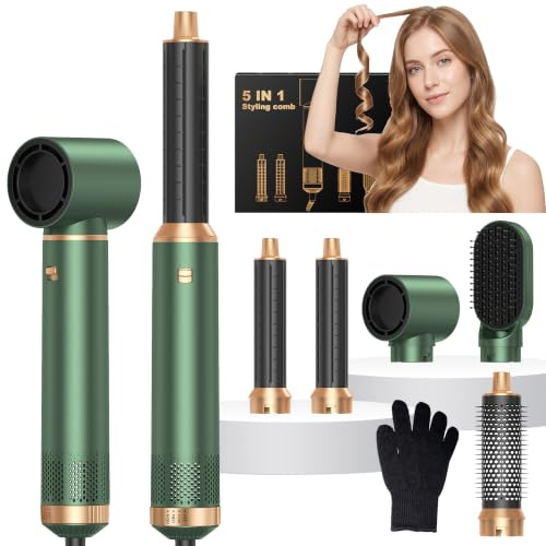 Hair Styler 5 in 1,Airbrush 5 in 1 Multi Styler, Air Styler 5 in 1 with Air Curler, Hair Dryer, Brush Hair Dryer for Drying and Styling Straightening Volumizing Curling Sleeking