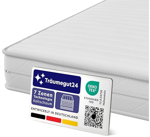 Träumegut24 - ergonomische 7-Zonen Matratze 90x200 cm | Größe + Höhe wählbar | Härtegrad H2&H3 | Kaltschaummatratze | Hautfreundlicher Bezug | Oeko-TEX® | (90 x 200 cm, 17 cm)