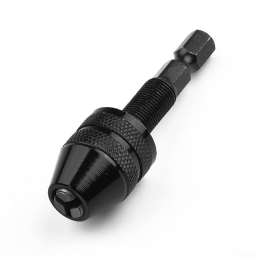 Eawfgtuw Keyless Drill Chuck for 1/4 Hex Shank Drivers, 0.3-6.5mm Capacity, Aluminum Alloy & Carbon Steel Quick Change Adapter(0.3-3.4mm)