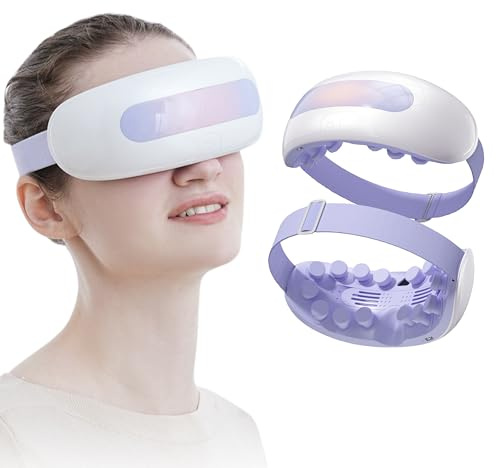 Elitzia Uppvärmd ögonmassage med ångvibration och musikögonmassagemask 2 temperaturnivåer och 4 massagelägen för torra ögon, trötthet, migränlindring, sömnförbättring, hem, kontor, reseanvändning ETE9