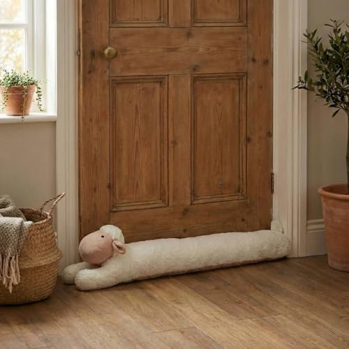 URBNLIVING Sheep Lamb Draught Excluder Door Stopper 90cm – Soft Animal Draft Guard for Doors, Windows & Floor Gaps