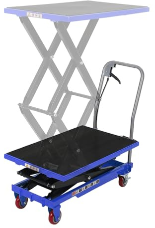 Hydraulic Lift Table Cart,330lbs Capacity 50 Lifting Height Hydraulic Table Cart with Non-Slip Pad, 4 Wheels & Reflective Strips,for Material Handling & Transportation