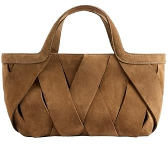 EWUHYFP Geflochtene Tasche Leder Mini-Shopper-Tasche aus Wildleder for Damen, Luxus-Design, neue Handtaschen for, einfarbige gewebte Tragetaschen Einkaufen