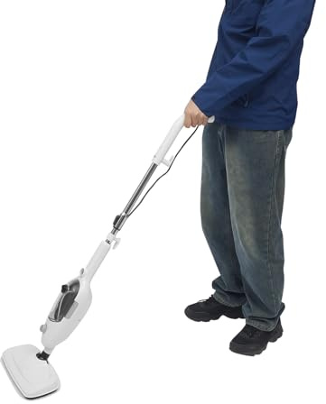 Pulitore a vapore 10 in 1 1300 W con serbatoio da 450 ml, tempo di riscaldamento 30 s, 9 accessori per pavimenti, tappeti, finestre, bagni e cucine