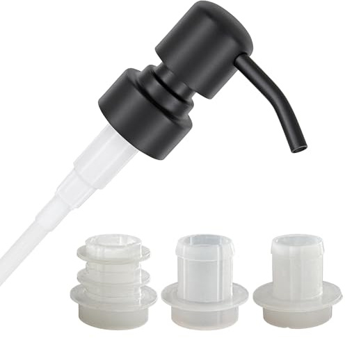 ALTGLAS Dispenser di Sapone 'Zagreb' - Pompa per Dosatore Liquido Upcycling | Nero • Set di 3 Anelli di Fissaggio per Bottiglie 18-23 mm • Dispenser di Sapone Upcycling da Bottiglie Usate