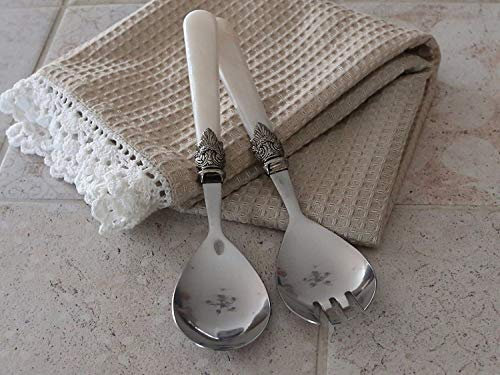 ChicAntique Cubiertos para ensalada de 2 piezas, decoración nácar, aspecto vintage shabby nostalgie