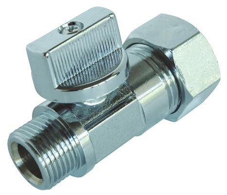 SOMATHERM FOR YOU, Vanne d'arrêt M3/8 avec écrou bicône pour tube Ø14mm, poignée 1/4 de tour, corps en laiton chromé, idéale pour eau chaude et froide, robuste et esthétique