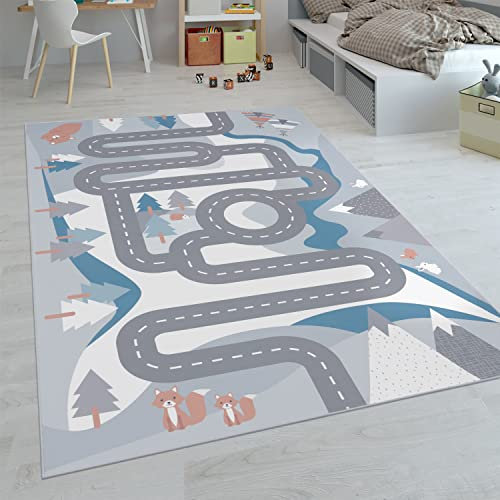 Paco Home Kinderteppich Teppich Kinderzimmer Spielteppich Junge Mädchen Modern rutschfest, Grösse:140x200 cm, Farbe:Creme
