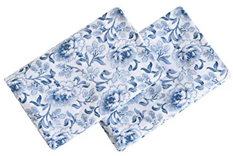 Laura Ashley Home - Standard Pillowcase Set, Cotton Sateen Bedding, Smooth & Wrinkle-Resistant (Lorelei Dark Blue, 2 Piece)