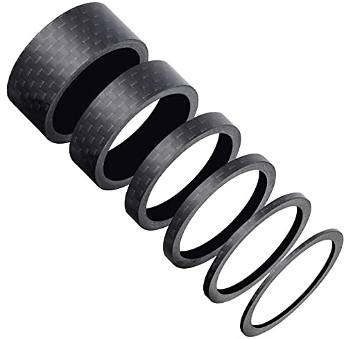 HONGECB Bike Headset Spacer, Fahrrad Ahead Vorbau Spacer, Lenkervorbau Distanzscheiben, Fahrrad Headset Spacer Abstandshalter aus Vollkarbon, Rennrad Distanzscheiben, für Rennräder/MTB, 6 Stück