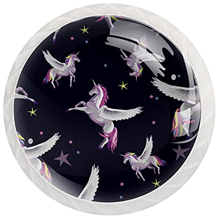 Art Unicorno Galassia Stars Rotondo Cristallo Cassettiera Pomelli Cassettiera Set di 12 Pomelli per Armadio/Armadio/Armadio/Ferramenta con viti, Decorazione per Casa Ufficio