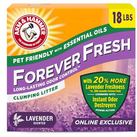 Arm & Hammer Forever Fresh Clumping Cat Litter Lavender, MultiCat Cat Litter Odor Control 18lb With 20% More Lavender Freshness, With Essential Oils