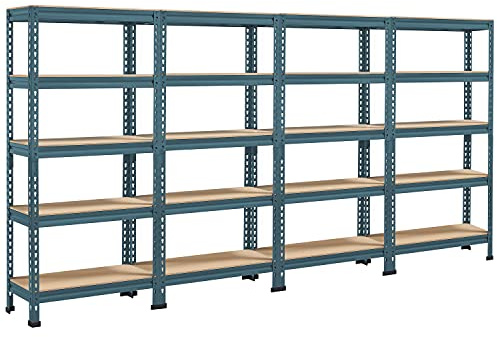 Yaheetech Estantería de Almacenaje Estantería Metálica Garaje Cocina Soporte 150 x 280 x 30 cm Azul