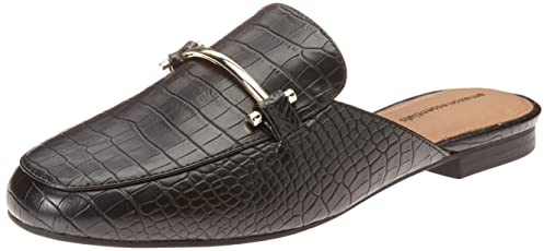 Amazon Essentials Women's Buckle Mule, Black Crocodile Print, 9