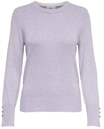 ONLY Onljulie Life LS Detail O-Neck CC Knt Suéter, Lila Pastel/Detalle: Melange, L para Mujer