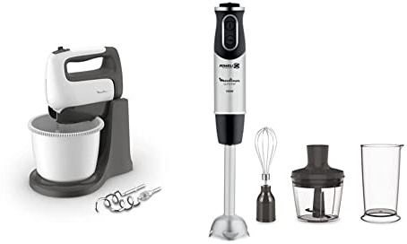 Moulinex HM4641 Prepmix, sbattitore elettrico, motore potente da 500 W & DD6558 Quickchef 3in1 Mixer ad Immersione, Tecnologia Powelix, 3 Accessori, 1000 W, Inossidabile, 10 velocità, Acciaio/Nero