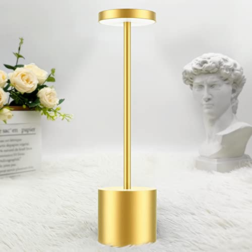 Hapfish LED Tischlampe Akku,5000mAh Tischleuchte Aufladbar über USB | Tischlampen Batteriebetrieben, Dimmbar 3 Farbmodi für Outdoor Nachttisch Esstisch Schreibtisch Balkon – Gold