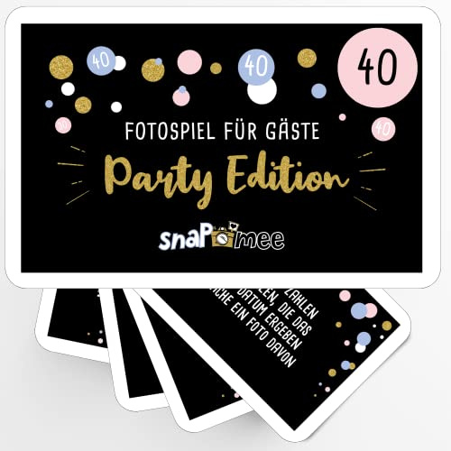 Fotospiel 40 Geburtstag by snaPmee - 50 Fotoaufgaben als Party-Spiel für Gäste - Geschenk-Idee Frauen & Männer - Gästebuch Ergänzung