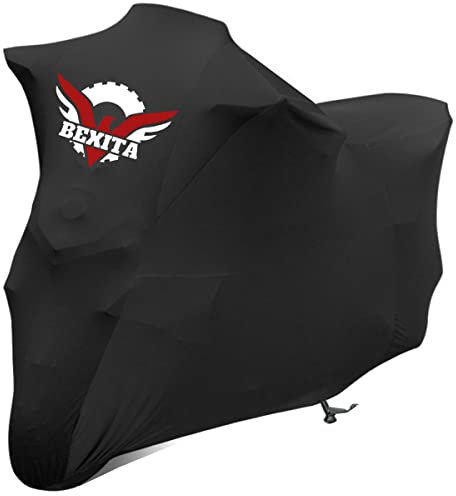 BEXITA Indoor Motorrad Abdeckplane-Atmungsaktiver Stretch Stoff Innen Motorroller Abdeckung Staubschutz-elastischer Motorradabdeckungen Moped Roller Garage Abdeckung, (XXL, Schwarz)