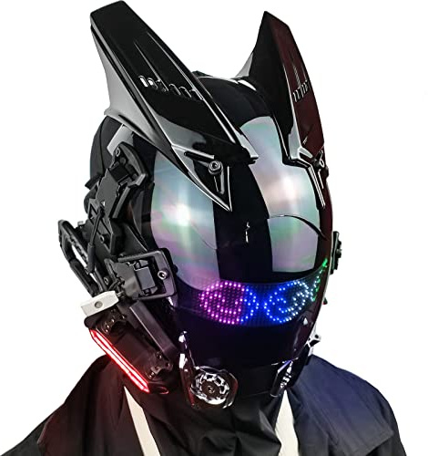 Marikito LED-Maske Mit Programmierbarer Bluetooth-App, Punk Helm für Erwachsene, Punk Halloween Maske Inklusive Balaclava, USB-Aufladung