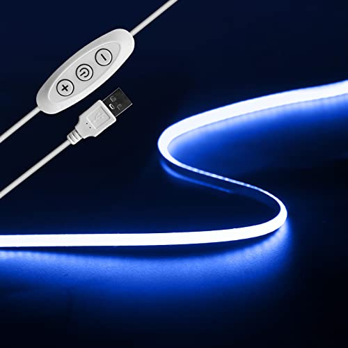 Tayire 2m USB 5V LED Streifen Blau, 960LEDs Dimmbar COB LED Strip Lights CRI90+ 4mm LED TV Hintergrundbeleuchtung, Flexibel Unterbodenleuchte für Drinnen Küche,Schlafzimmer,Zuhause DIY