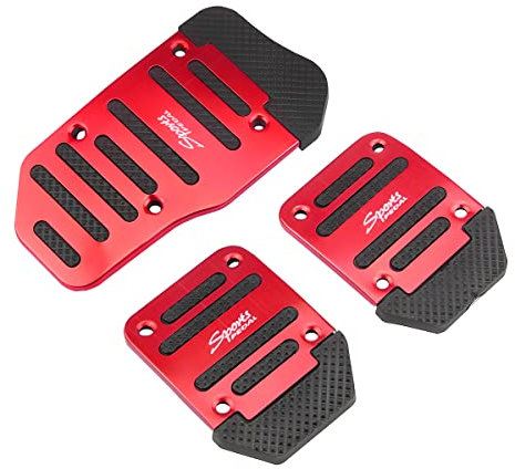 CGEAMDY 3 PCS Manual Transmission Car Pedal Pads, Sporty Aesthetic Accessories Kit (Gas+brake+clutch Pedal Pads) No Drill & non-slip Car Accessories Universal Fit for Car, Suv, Truck(Red)