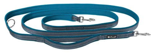 Petlando Hundeleine Outdoor mit Sicherheitsgriff, Petrol, 300x3cm | Für große Hunde, 3-fach verstellbare Führleine, reflektierend, weiche Mesh-Polsterung, starke Karabiner, Umhängeleine