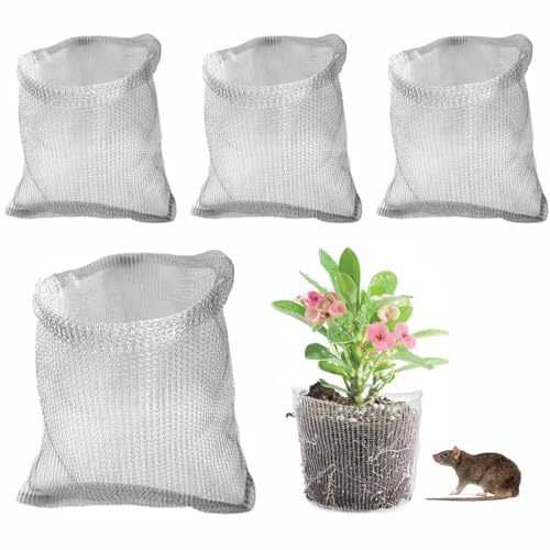 LSRVNM 4 Stück Wurzelschutz aus Edelstahl für Pflanzen, 45X40CM Gopher und Wühlmaus-Drahtkörbe, Metallnetzbeutel aus Edelstahl für Pflanzen Blumen Wurzelschutz