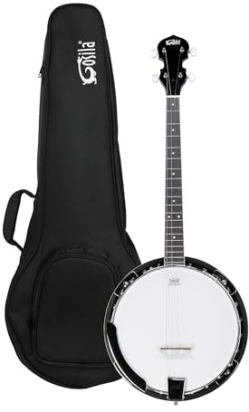 Gosila 4 String Banjo Solid Back with beginner Kit Remo Head Coated Top Sapele Body Material Sapele Back Material Type Okoume Neck Material Type