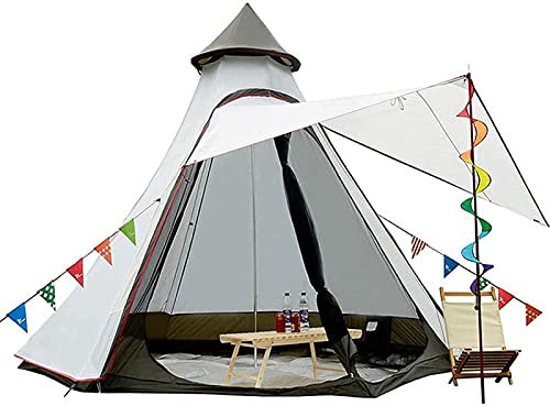 RajoNN Zelt, wasserdicht, doppelschichtig, Tipi-Zelt, Outdoor, Camping, 3,1 m, Familienzelt, Pyramiden-Indianerzelt, mit Fester Bodenplane