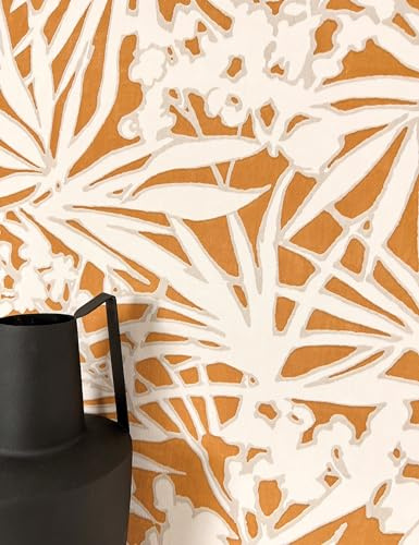 Newroom Tapete Braun Vlies Dschungel Palmenblätter - Tropisch Floral Mustertapete für Wohnzimmer Schlafzimmer