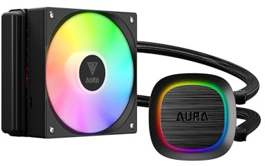 GAMDIAS 120mm AIO CPU Water Cooler, Rotatable Pump, MB Sync ARGB PWM Fan, 30 Built-in Light Effects, Intel LGA 1700/1200, AMD AM5/AM4, Black, AURA