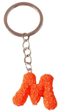 ARFUKA Schlüsselanhänger mit Buchstabe M Romantischer Rosen Alphabet Anhänger Keychain für Autoschlüssel Hausschlüssel & Taschen